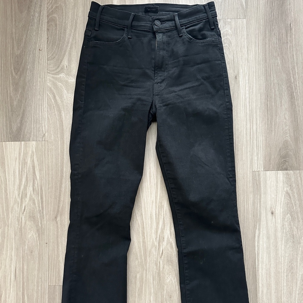 MOTHER The Hustler Ankle Fray Black Jeans Size 25